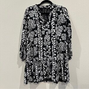 Next Women's Maternity Floral Tunic Dress Button Down Black & White Colors sz M